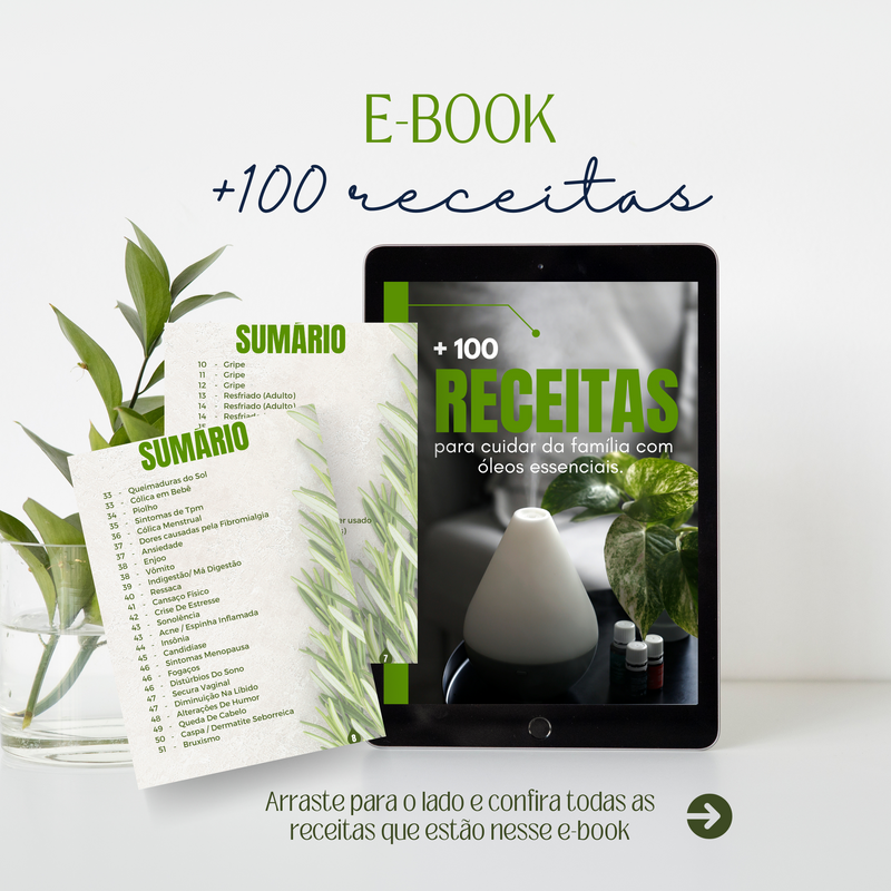 E-book +100 Receitas para Cuidar da Família com Óleos Essenciais