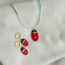 Conjunto Difusor Infantil de Óleo Essencial no Formato Joaninha (Colar+Brinco Difusor)